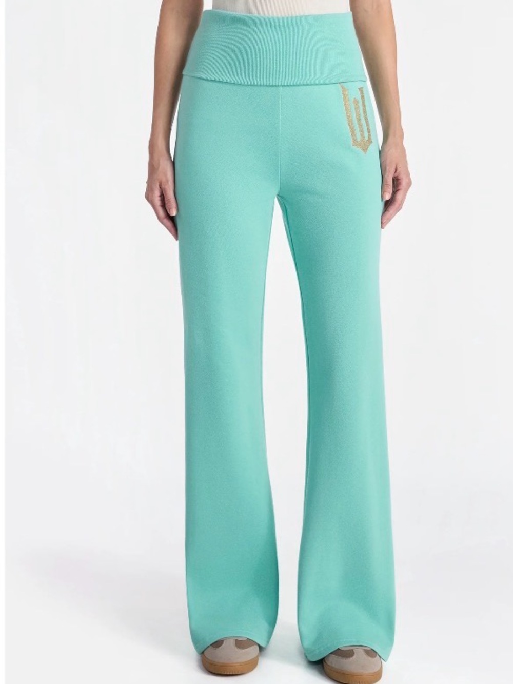 Wicked Emerald City Women's Flare Lounge Pants Mint Green Foldover Waist Size L